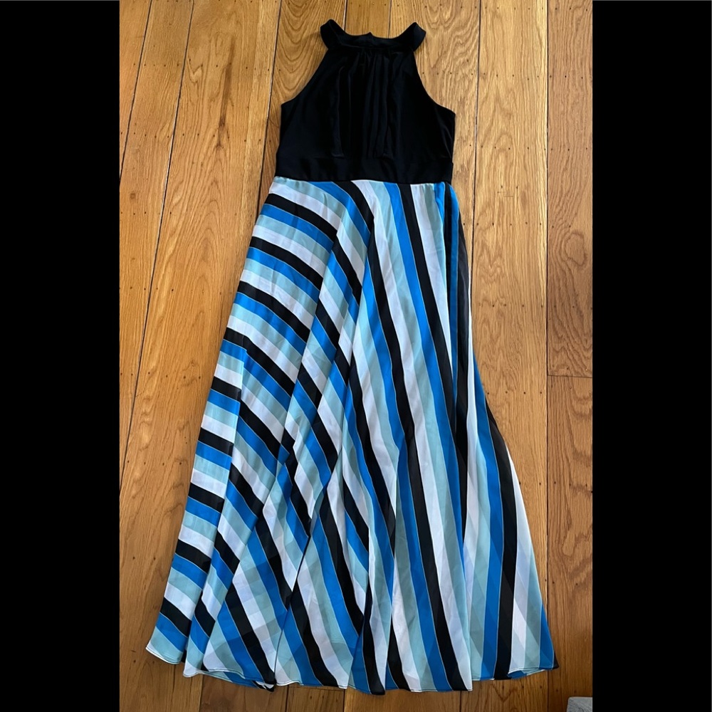 Studio One New York Maxi Dress Sleeveless Stripes Back Zip Summer - Size 8